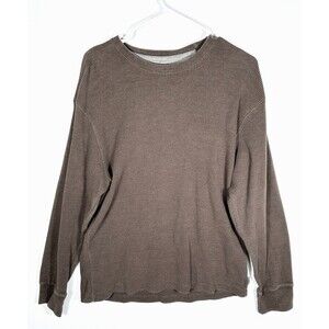 Izod Brown Gray Med Sweater Mens Cable Knit Crew Neck Preppy College Winter